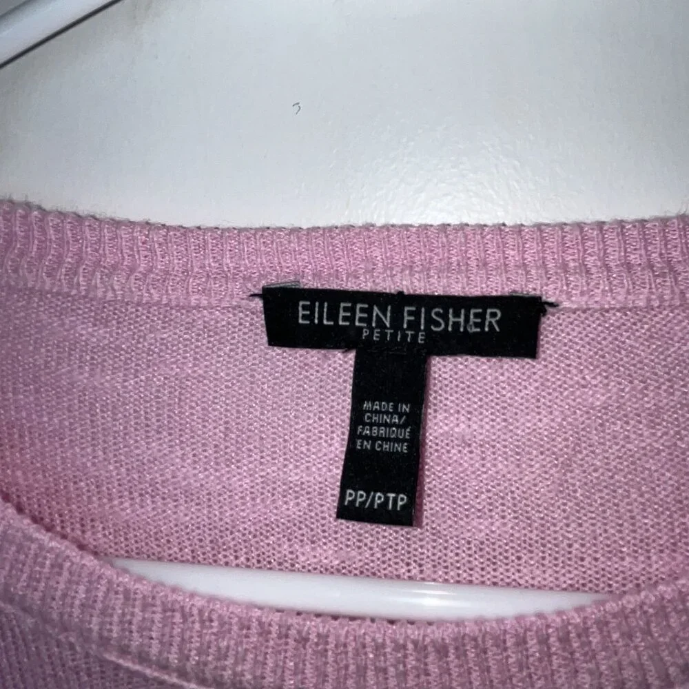 Eileen Fisher Pink Linen Cotton Long Sleeve Sweater Womens PP